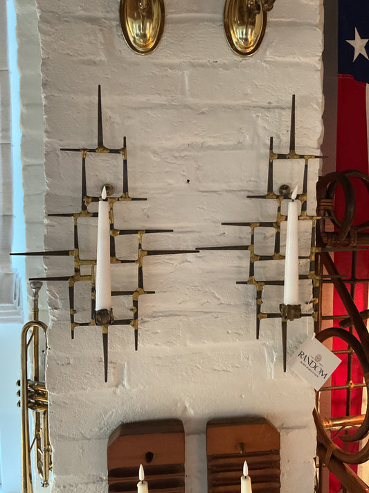 Brutalist Candle Sconce Pair