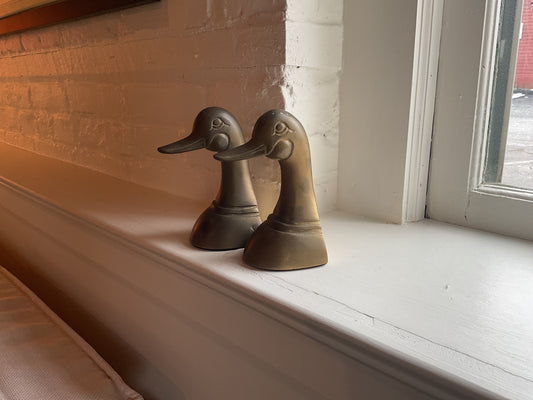 Brass Duck Form Bookends